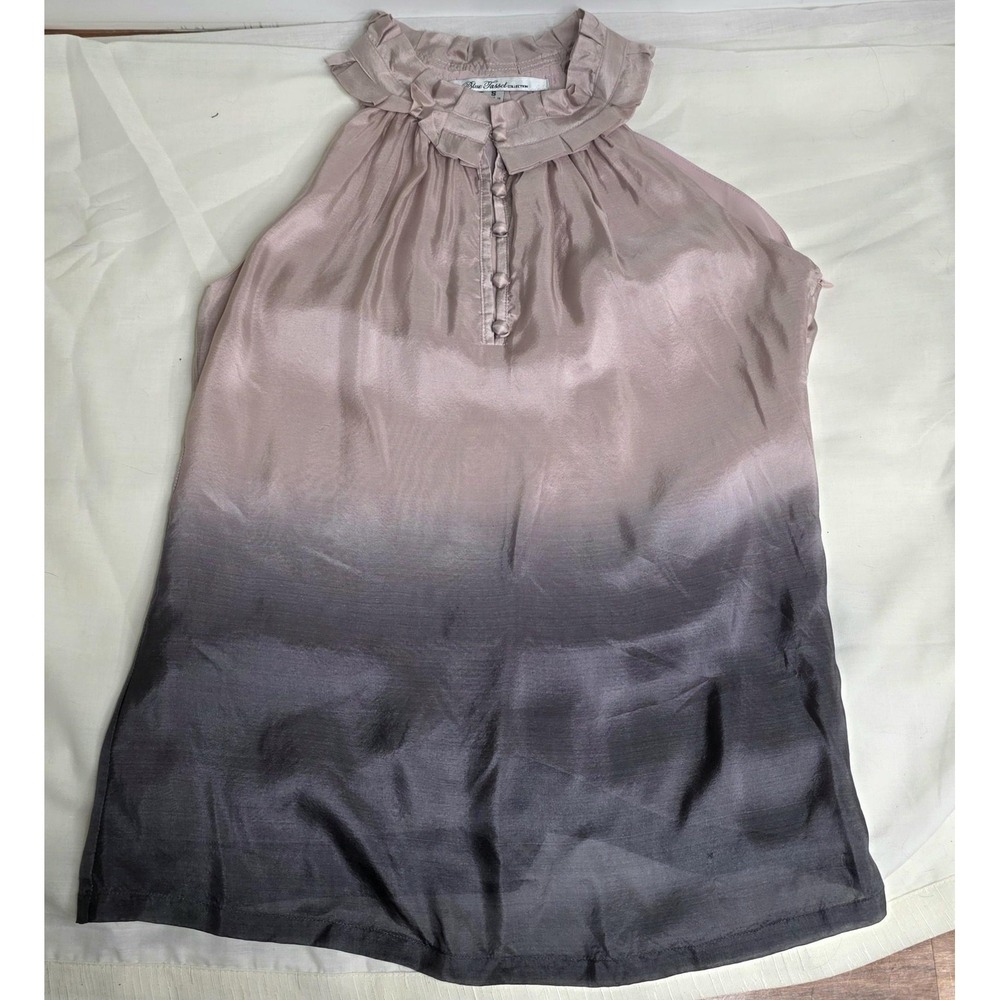 Blue Tassel Collection Blouse Womens Small Pink Ombre Silk‎ Ruffle Halter Top